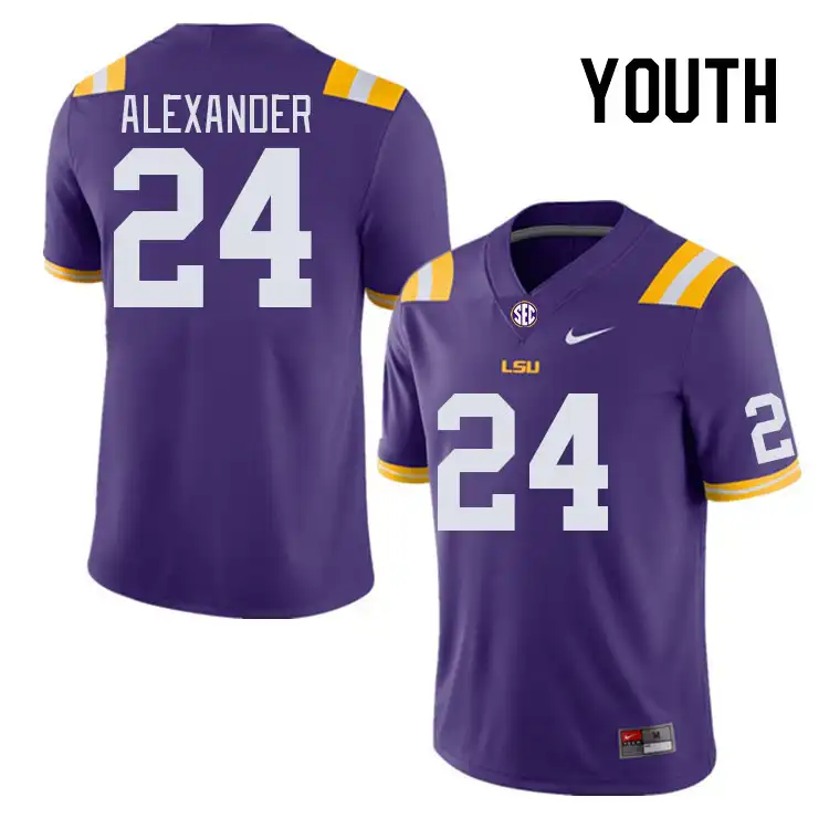 Youth LSU Tigers Zy Alexander #24 Purple NCAA Football Jersey